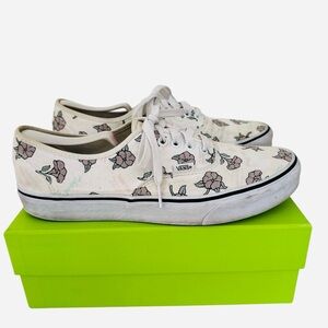 Vans White Sneakers with Floral Print Women’s Size 12/ Men’s Size 10.5